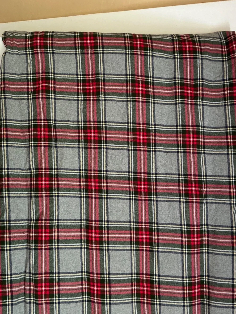 LLBean heritage flannel queen duvet cover in gray/red plaid